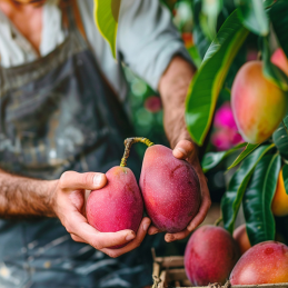 produtor colhendo manga